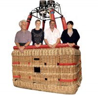 Das Ensembe im Korb eines Heißluftballons
